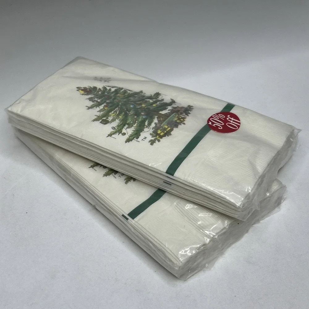 2 Packs Hallmark Guest Towels Spode Christmas Tree 2 Ply Facial Tissue VTG USA